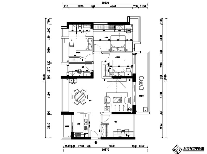 御景名都126㎡四室两厅现代简约风格装修案例